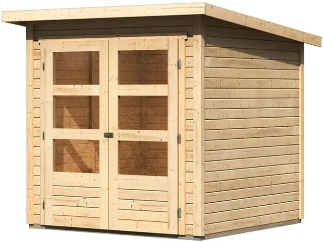Karibu Holz-Gartenhaus Sitten Natur Pultdach Unbehandelt B/T: 182 x 182 cm - Bild 1