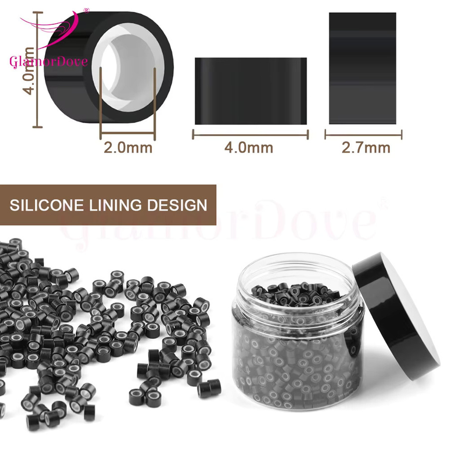 GlamorDove Mikroringe für Haarverlängerungen, 4 mm, 1000 Stück - Bild 3