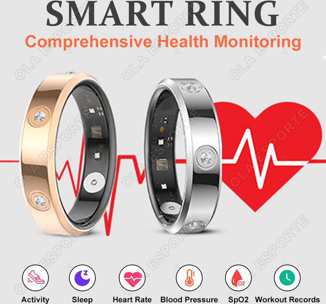 Ola Esporte Smart Ring in Weiß: Wasserdichter Fitness-Tracker für Damen und Herren mit Herzfrequenz-, Blutdruck- und Schlafüberwachung für iPhone und Android - Bild 1