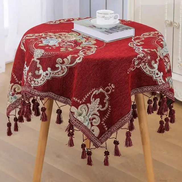 Fancy Style Studio Jacquard Tischdecke mit floralem Muster und Quasten, B/T: 150 x 200 cm - Bild 1