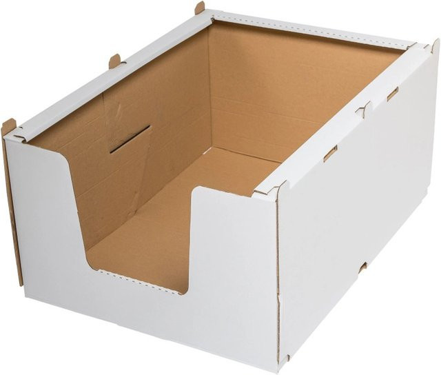 PROREGAL Stapelbehälter aus Wellpappe in Weiß, XL Stapelkarton, B/T/H: 78 x 58 x 36 cm - Bild 1