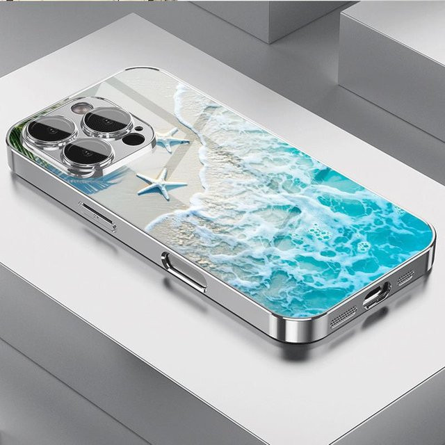 Handyhülle mit Seestern-Design in Silber für Samsung Galaxy S26 S25 S24 S23 Ultra Plus FE mit gehärtetem Glas Cover - Bild 1