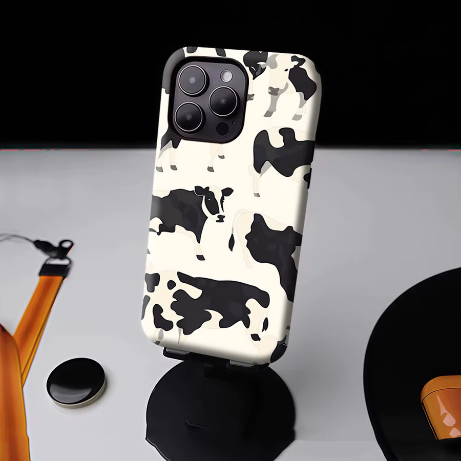 Potdemiel Kuhfell-Handyhülle für iPhone 17 16 15 14 13 Pro Max Plus mit Magnetfunktion, Mehrfarbig - Bild 4