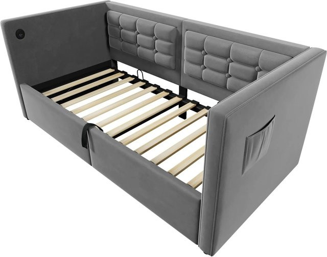 Merax Sofabett in Grau mit USB-C Anschluss und Stauraum durch Hydraulikfunktion - Bild 1