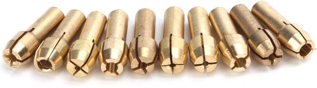 Fishine Mini Messing Spannzangen Set Gold, 10 Stück, 4,3 mm für elektrische Schleifer und Rotationswerkzeuge - Bild 1
