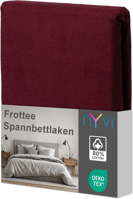 NYVI DreamScience Frottee Spannbettlaken in Bordeaux, B/T: 100 x 200 cm - Bild 1