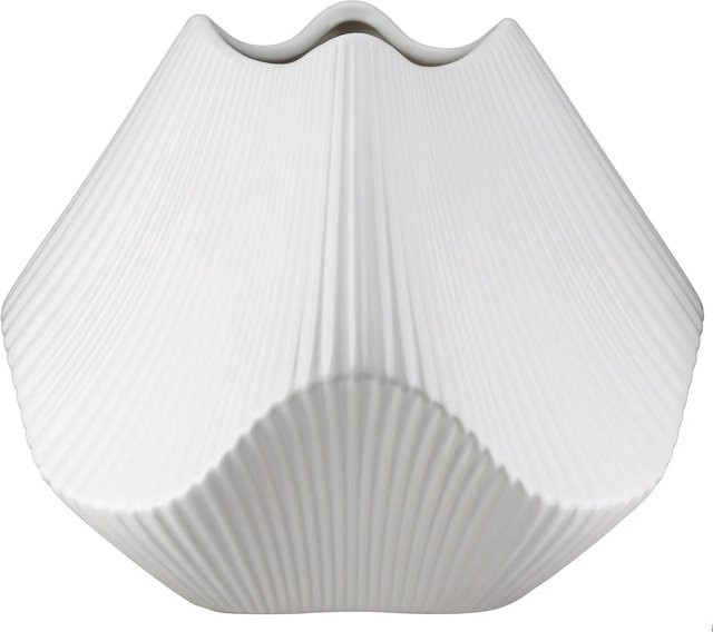 Gilde Vase Lamellen Weiß Keramik B/T/H: 18,5 x 18,5 x 22 cm - Bild 1