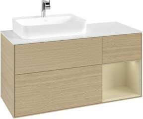 V&B Finion Waschtischunterschrank Wandmontage in Eichenfurnier und Lackoptik, Breite: 120 cm - Bild 1