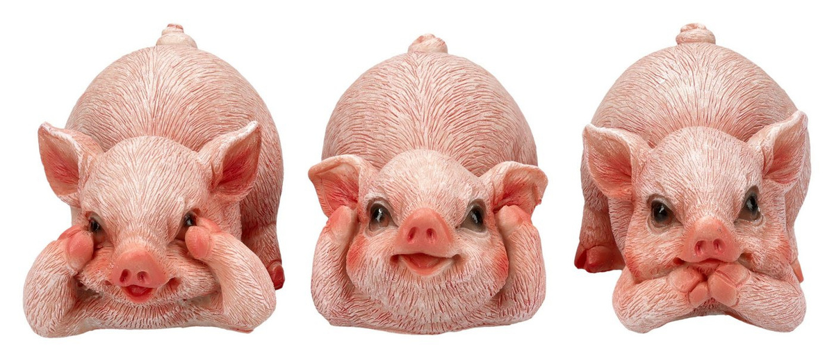 Figuren Shop GmbH Tierfigur Schweinchen Figuren Set Drei weise Glücksbringer Deko Tiere Höhe: 5,5 cm - Bild 1