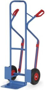 Fetra Stapelkarre aus Stahl in Blau mit Luftbereifung, Tragkraft 300 kg, Höhe: 130 cm, Schaufel B: 32 cm, T: 25 cm - Bild 1