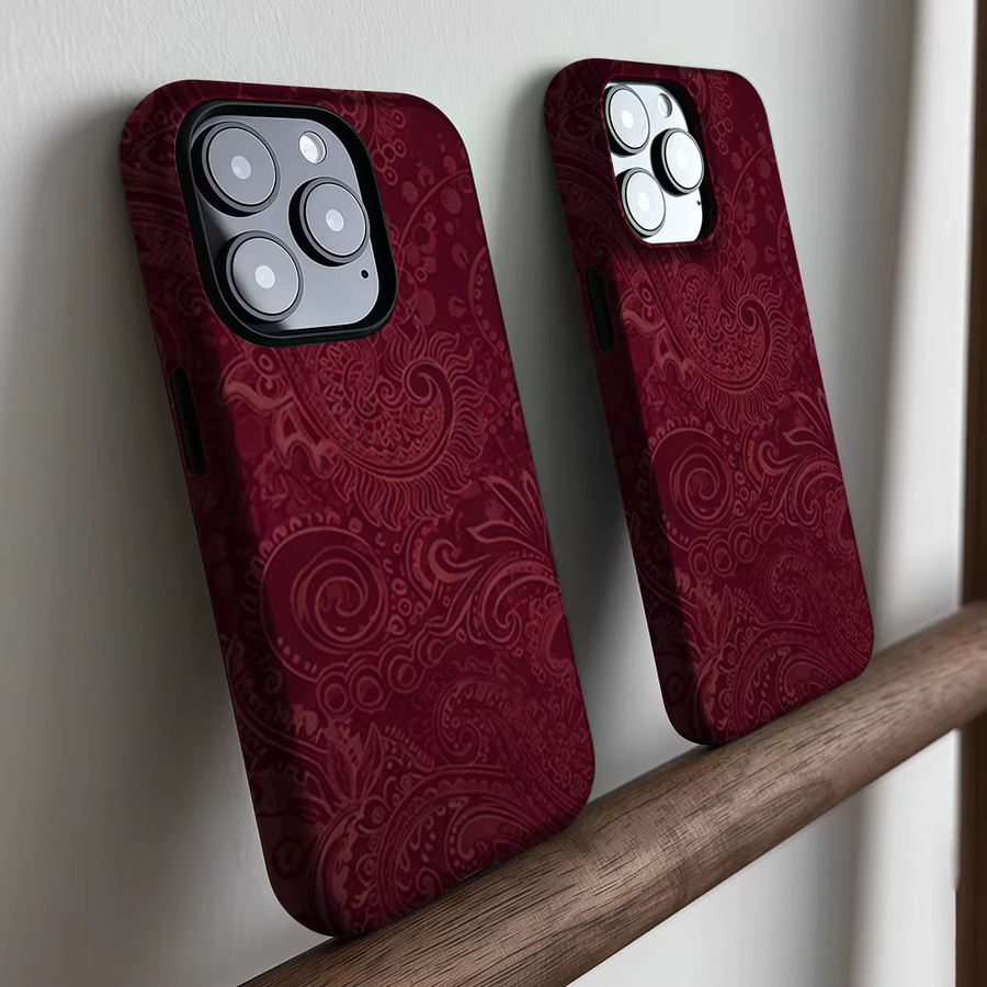 CaseLumi Matte Bumper MagSafe Schutzhülle für iPhone 17 16 15 14 13 Pro Max mit Burgunder Herz-Design in Rot - Bild 3