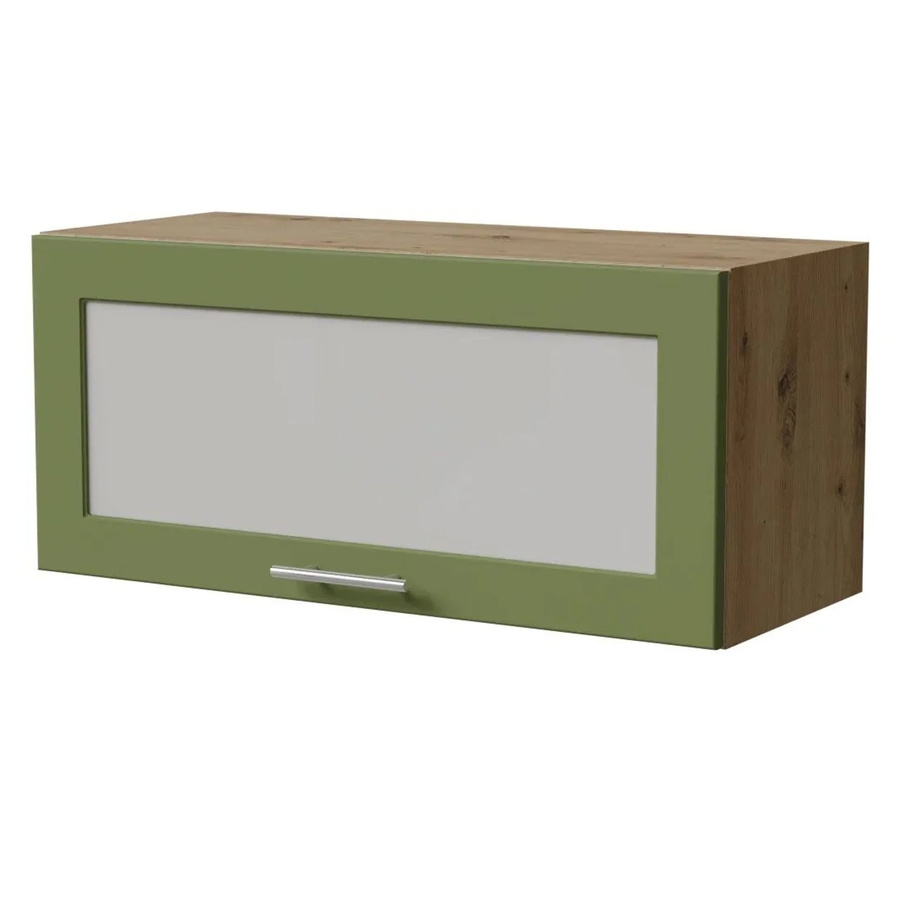 Feldmann-Wohnen Klapphängeschrank Brerra W4BS/80 WKF in Eiche Artisan und Farngrün Matt mit Glastüren und Soft-Close-Funktion, B/T/H: 80 x 32,5 x 36 cm - Bild 2