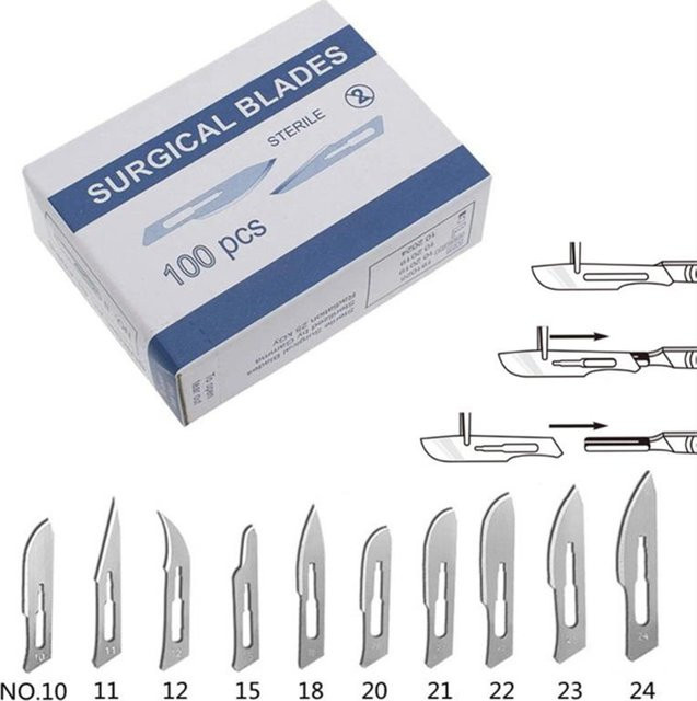IROVNE Skalpellklingen Typ #11 aus sterilem Kohlenstoffstahl in Silber für Hobby, Reparatur und Schnitzarbeiten - Bild 1