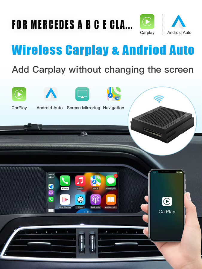 AUTOABC Drahtloses CarPlay und Android Auto Interface für Mercedes Benz NTG 4.5 System (2011–2015) A B C E Klasse GLA CLA GLK SLK CLS in Schwarz - Bild 6