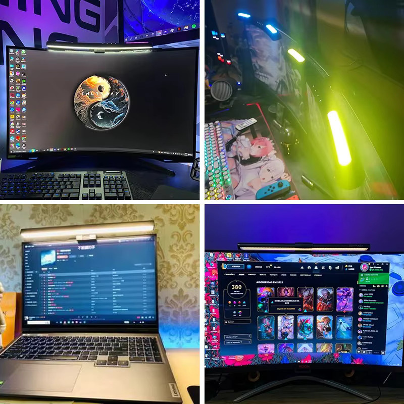 CHENBEN RGB LED Monitor Lichtleiste, gebogene USB Computer-Bildschirmleuchte mit stufenloser Dimmung, Schwarz - Bild 3