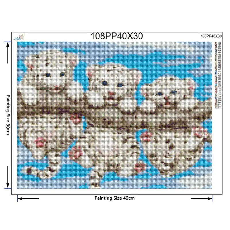 FIYO Diamant-Malerei Tiger als Wanddekoration, mehrfarbig, B: 30 cm, H: 20 cm - Bild 2