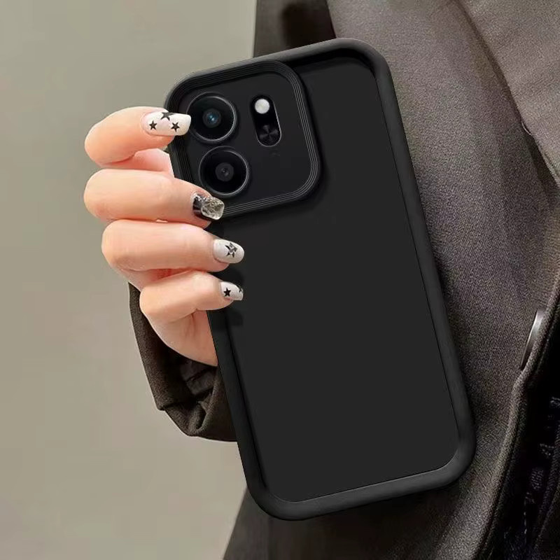 Luxuriöse matte Handyhülle für OPPO Reno14 F 5G in Schwarz mit Sturzschutz - Bild 1