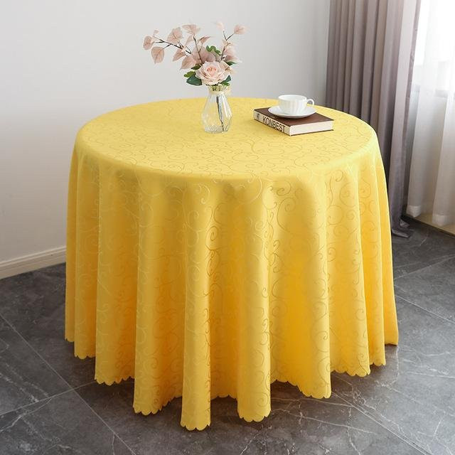 Runde Jacquard Tischdecke mit Damast Muster von A Family Of Home Textiles in Gold, Durchmesser: 160 cm - Bild 1