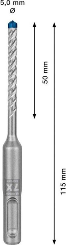 Bosch Expert SDS-plus-7X Hartmetall-Hammerbohrer Set, 10-teilig, Durchmesser: 5 mm, Gesamtlänge: 115 mm - Bild 2