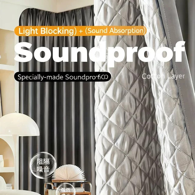 Fonflora Verdunkelungsvorhänge für Wohnzimmer und Schlafzimmer, winddicht und schalldämmend, thermische Wintervorhänge aus Stoff, Farben: Grün und Grau - Bild 1