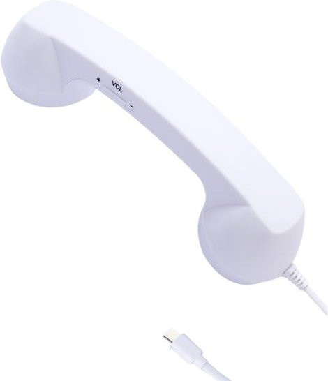 Retro Telefonhörer von Xuge als Universal Smartphone Empfänger mit Mikrofon und Lautsprecher, Typ-C und 3,5mm Klinke, Weiß - Bild 1