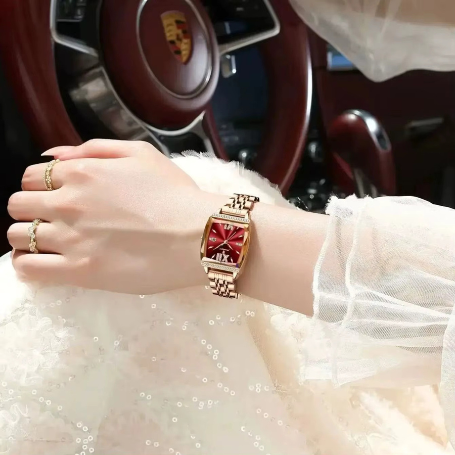 POEDAGAR Armbanduhr, Quarz, Edelstahl, Roségold, Schwarz, Damen - Bild 5