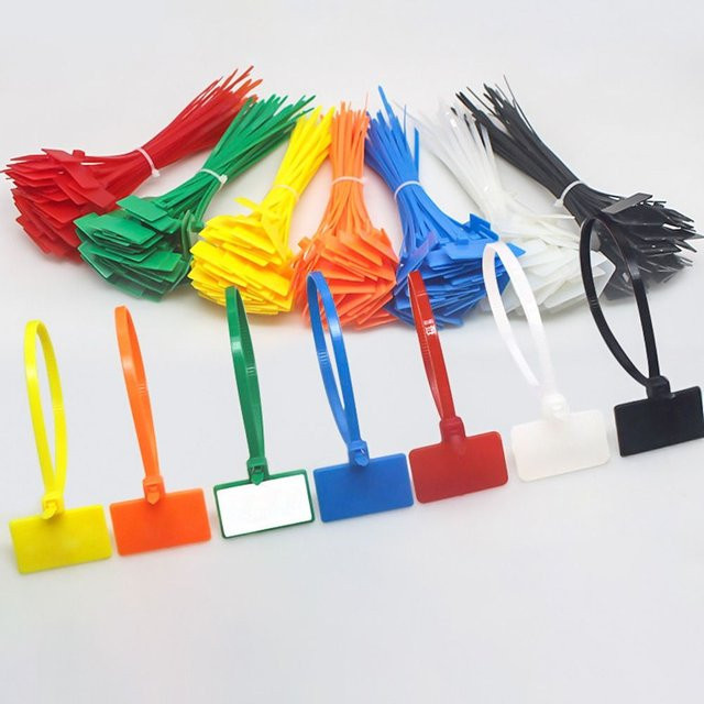 Easy Mark Kabelbinder mit Etiketten Set, 100 Stück bunte Nylon-Kabelanhänger zur Markierung von Kabeln und Netzdraht, Multicolor und Schwarz - Bild 1