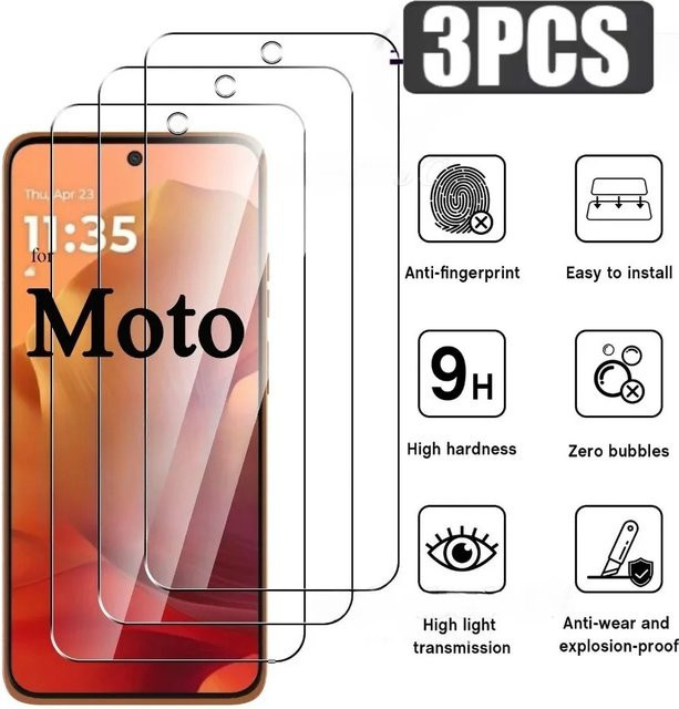 3er-Pack Displayschutzfolie aus gehärtetem Glas für Motorola Moto G15, G15 Power, G14 und G13 Serie, transparent, 9H HD Klarheit - Bild 1