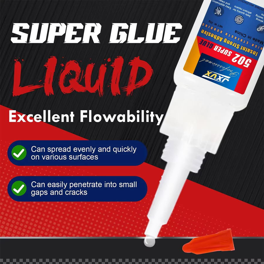 502 Superkleber Cyanacrylat-Sofortkleber transparent, 7er-Pack, 20 g pro Flasche, stark haftender Flüssigkleber für Hartkunststoffe, Keramik, Leder und Metall - Bild 2