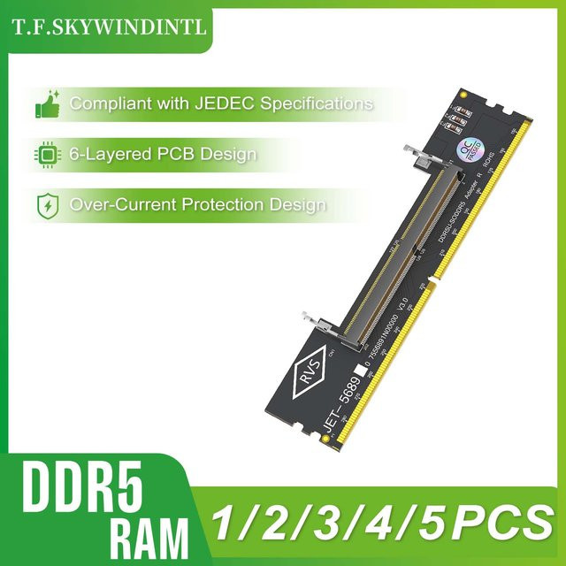T.F.SKYWINDINTL DDR5 RAM Adapter von Laptop SO DDR5 zu Desktop DDR5 U-DIMM mit 6-Schicht-Schaltungsdesign, Schwarz - Bild 1