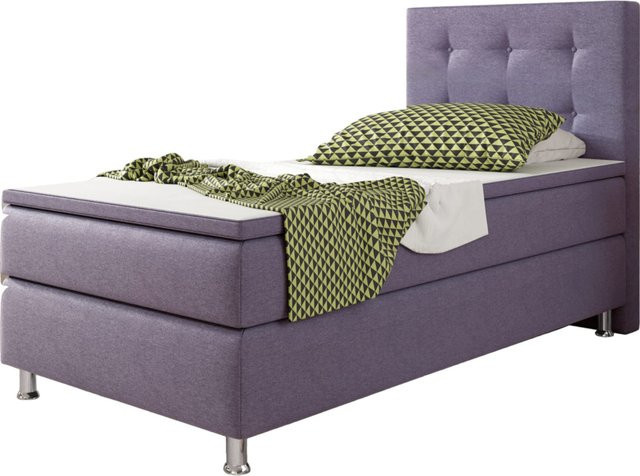 Inter Trading Boxspringbett Köln in Lila mit Taschenfederkern und Stoffbezug, B/T: 90 x 200 cm - Bild 1