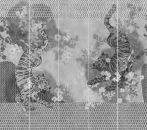 Jannelli & Volpi Mural Noen Tapete aus Vinyl in Grau mit floralem und botanischem Muster im orientalischen Stil - Bild 1