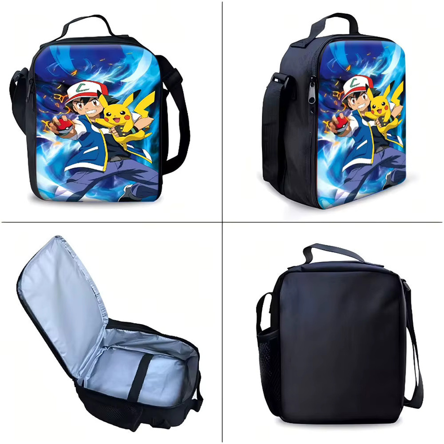Potdemiel Pokémon Kindertaschen-Set mit Satoshi und Pikachu, 3-teiliges Rucksack-Set mit Lunchbox und Federmäppchen, bunt - Bild 4
