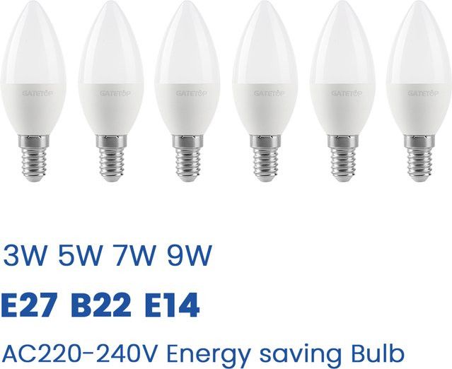 6er Set Gatetop LED-Kerzenlampen E27 E14 B22 mit 3 W bis 7 W in Nature Light 4000K für Kronleuchter und Wandlampen - Bild 1