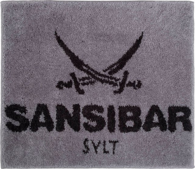 Badematte SANSIBAR in Grau und Silber mit modernem Grafikdesign aus Polyacryl, B/T: 55 x 65 cm - Bild 1
