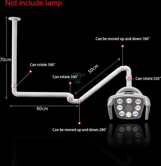 GLONXD Deckenmontierte Halterung für LED und Halogen Dental-Lampen in Weiß aus Metall - Bild 1