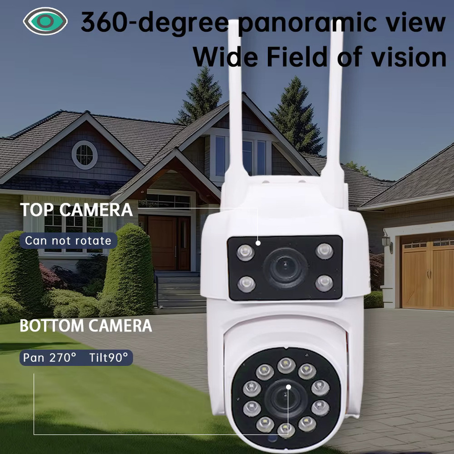 DDBROUGEN 8MP 4K Dual Lens PTZ Wifi Outdoor Überwachungskamera mit Dual Screen, AI Human Detect und Auto Tracking in Weiß - Bild 2