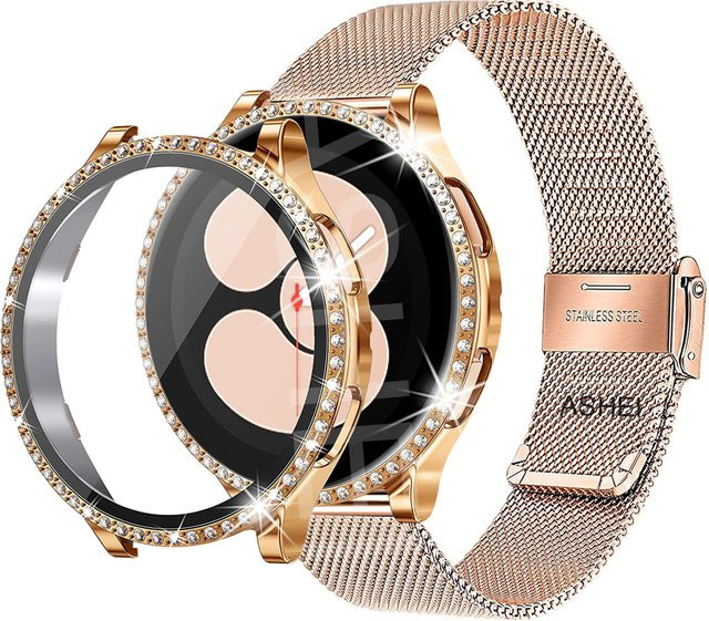 Samsung Galaxy Watch Armband Edelstahl, Milanaise, mit Displayschutzfolie, Unisex - Bild 1