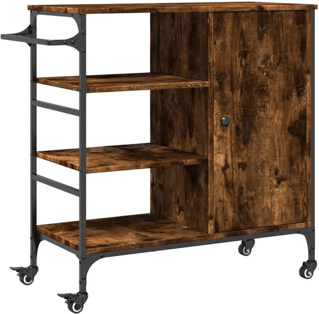 Küchenwagen vidaXL in Räuchereiche mit Vintage-Design aus Holzwerkstoff und Stahl, B/T/H: 87,5 x 38,5 x 84,5 cm - Bild 1