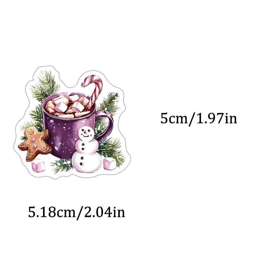 50 Stück Weihnachts Getränke Aufkleber mit Lebkuchenmann Motiv für Kaffee, Milch und Kakao, Mehrfarbig - Bild 2