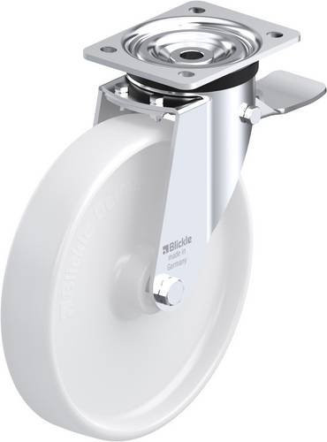 Blickle Lenkrolle L-PO 250G-3-ST mit Feststeller, Rad-Durchmesser: 25 cm, Tragfähigkeit: 500 kg, Farbe: Weiß - Bild 1