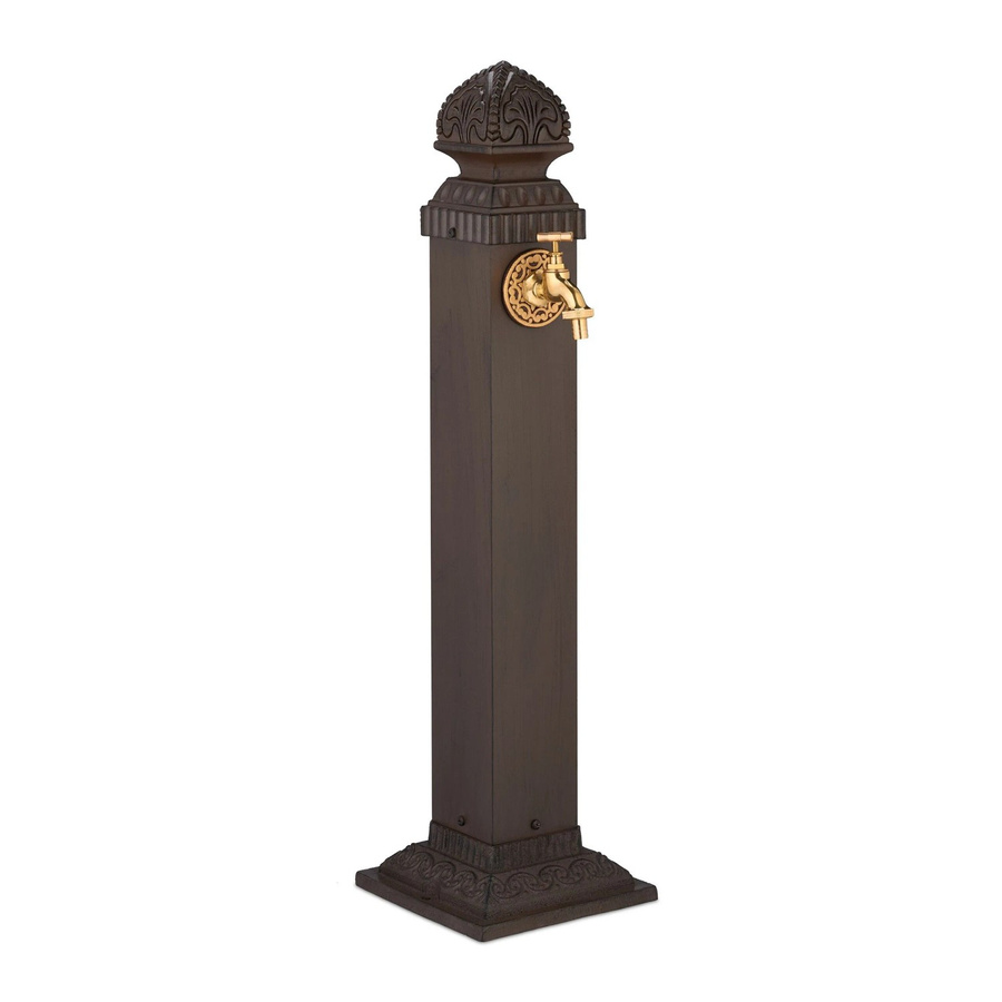Relaxdays Standbrunnen in Säulenform aus Aluminiumguss und Eisen, Braun Antik, Höhe: 81 cm, Breite: 21 cm, Tiefe: 24,5 cm - Bild 2