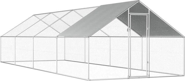 vidaXL Outdoor-Hühnerkäfig aus verzinktem Stahl in Silber, B/T/H: 800 x 275 x 192 cm - Bild 1