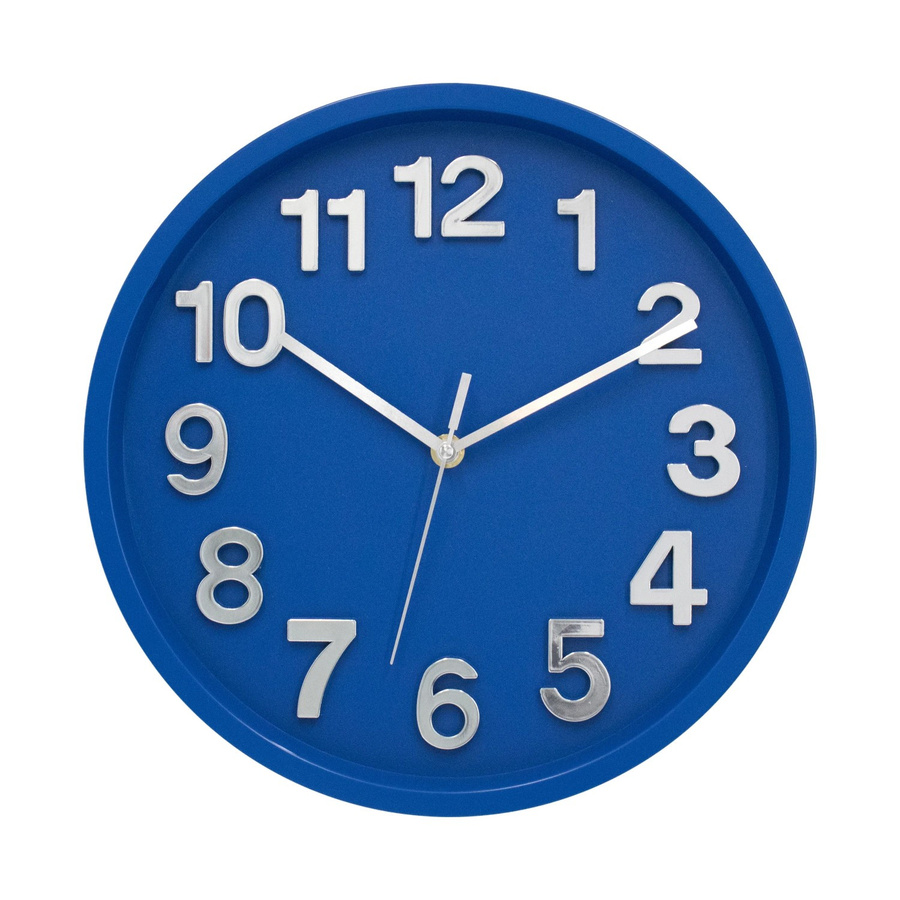 Wall-Art Moderne Wanduhr mit 3D-Zifferblatt in Blau und Silber, Durchmesser: 30 cm, Analog und Silent - Bild 2