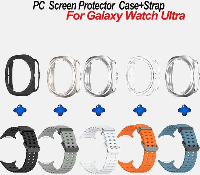 Samsung Uhrenarmband mit Displayschutzhülle, Silikon, orange, Galaxy Watch Ultra, Unisex - Bild 1