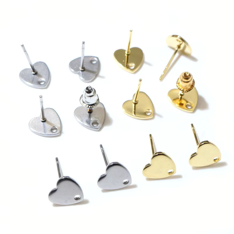 Wadsfred Ohrstecker, Herz, 8 mm, 316 Edelstahl vergoldet, Unisex - Bild 2
