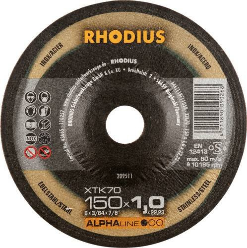 Rhodius Trennscheibe gekröpft 150 mm für Edelstahl und Stahl, Grau - Bild 1