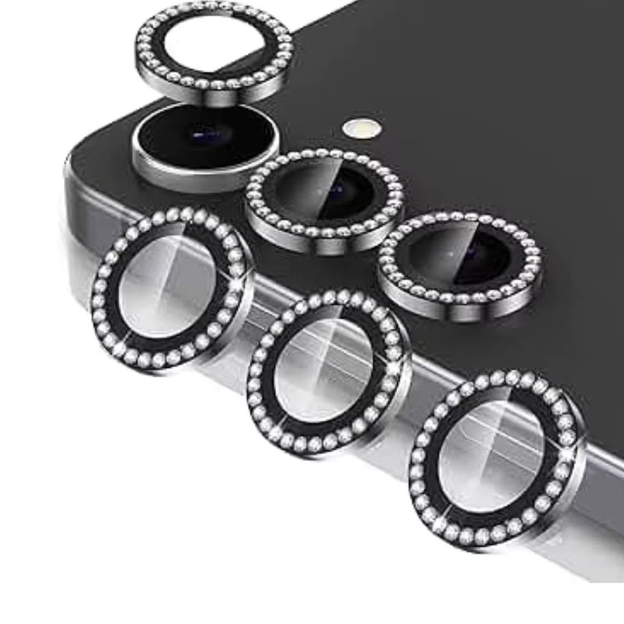 3er-Set Diamant Kameraobjektivschutzring-Hülle für Samsung Galaxy S26 S25 S24 S23 FE Plus S-Serie in Schwarz und Silber - Bild 4