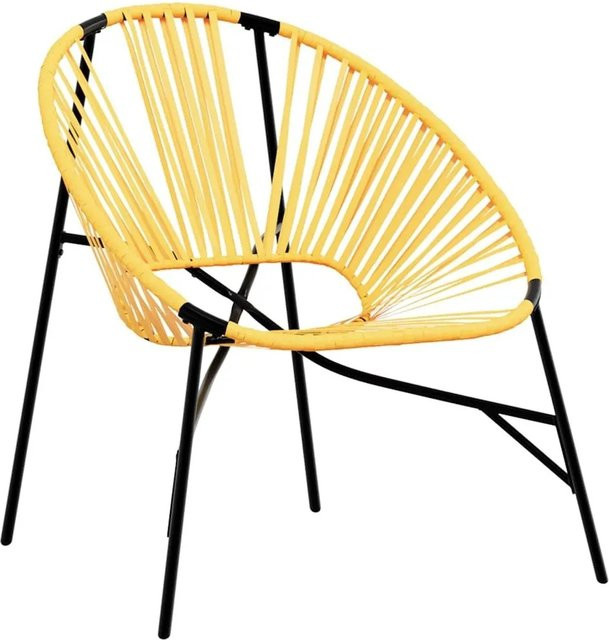 vidaXL Gartenstuhl in Ei-Form aus Poly-Rattan und Metall in Schwarz und Gelb - Bild 1