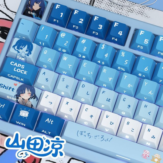 BOCCHI THE ROCK Anime Yamada Ryō Tastenkappen aus PBT im Kirschprofil in Blau für Made68, Mad68 und Wooting 60 - Bild 1
